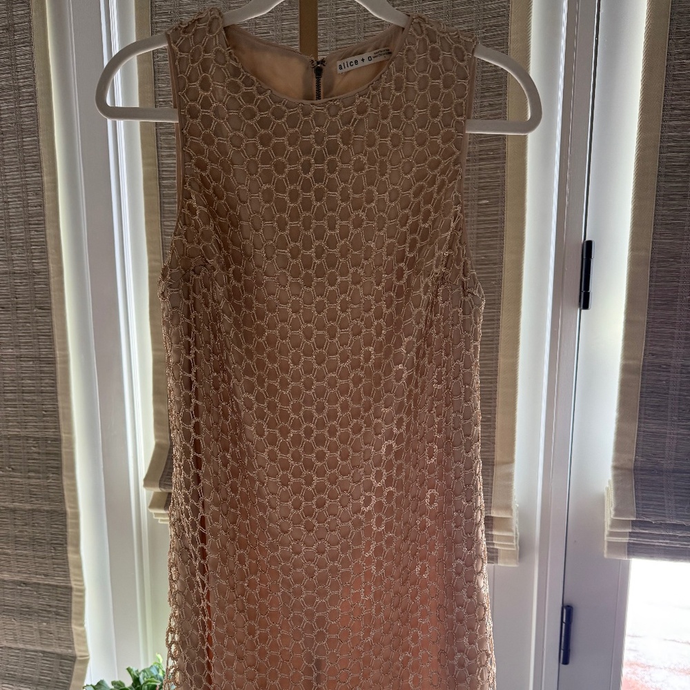 Alice and Olivia Gold Shift Dress